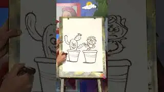 How To Draw Cactus and Rose #drawing #coloring #painting #toddlers
