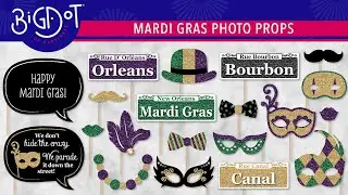 Mardi Gras 20 Piece Photo Booth Props Kit | Big Dot of Happiness