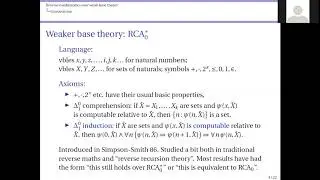 Reverse math of combinatorial principles over a weak base theory - Leszek Kołodziejczyk (Warsaw)
