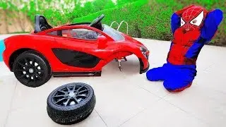 Wheel Fell Off on Power Wheel Car! - Learn Colors and Nursery Rhymes for Children & Kids