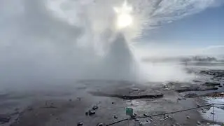 Strokkur geysir exploding in Iceland