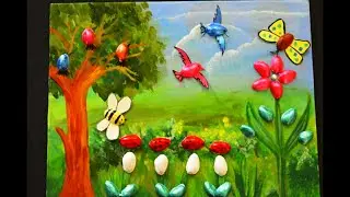 A Beautiful Pista shell art |pista shell birds|pista shell mushroom| Pista shell painting decoration