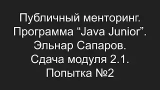 Публичный менторинг. Эльнар Сапаров. Сдача модуля 2.1. Попытка №2