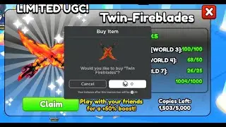 Claiming Twin Fireblades in push simulator on Roblox (late upload)