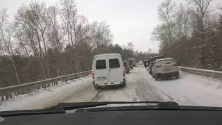 Лобовая авария перед Старым китойским мостом. Ангарск