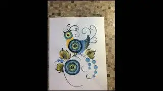 Майстер клас Жовто блакитний птах.  Drawing lessons. Draw flowers. Draw birds. Soothing Art