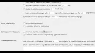 WordPress global Comments Settings