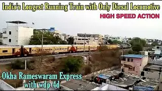 OKHA RAMESWARAM EXPRESS CROSSING FALAKNUMA STATION WITH ERODE WDP 4D