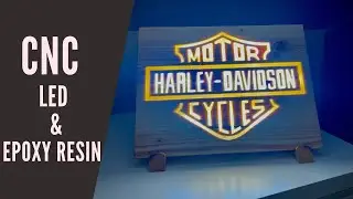 CNC Router 3D model - Harley Davidson logo con resina epossidica retroilluminato