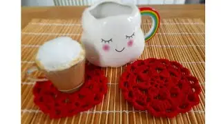 TUTORIAL:Sottobicchiere,sotto tazza ad uncinetto/idee sottobicchiere per San Valentino/Easy crochet!