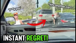Angry Karen Crashes Her Car In Crazy Road Rage | NG