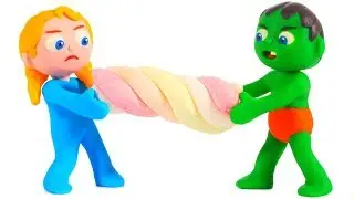 KIDS PLAYING WITH CANDIES ❤ SUPERHERO PLAY DOH CARTOONS FOR KIDS