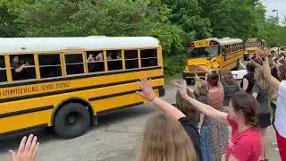 Last Day of School Bus Farewell Teachers Wave to the Buses EMOTIONAL