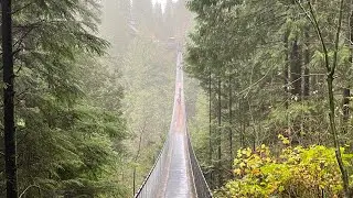 Walking across the Capilano Suspension Bridge in North Vancouver, BC