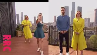 Kimberley Walsh @slightly wind ruffled yellow dress