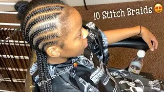 10 Stitch Braids! | Extra baby hairs 😍 | Feed-ins