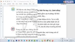 BÀI TẬP - Bài 2 -  Chủ đề F - Tin học 11 - Bảng và khóa chính trong cơ sở dữ liệu quan hệ - CD