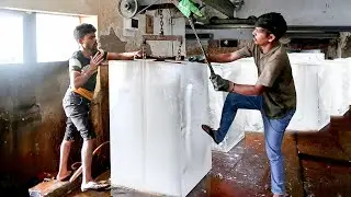 Primitive Way They Produce Gigantic Blocks of Ice