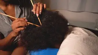 ASMR | Real Person Scalp Check on Afro Hair ☁️ Tingly Parting & Scratching for sleep ~ no talking
