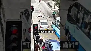 Man Blocking Road Gets Instant Karma