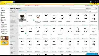 the first thing you see in the avatar shop faces (roblox meme)