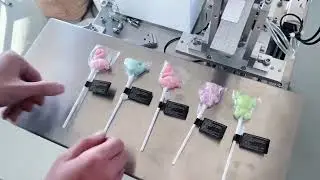 Candy stick flag labeling machine
