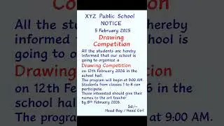 Notice Writing on Drawing Competition | Handwriting Shorts