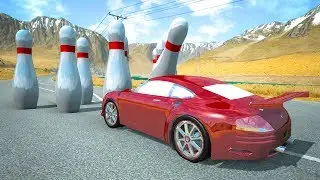 BeamNG drive -  Bowling Pins against Automation Car