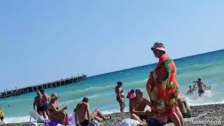 Новофедоровка 3 августа,пляж, людей все больше. Обзор Набережной.
