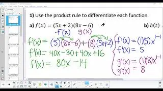 MCV4U Unit 5 Product Rule Examples
