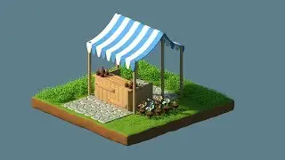 Blender Timelapse | Isometric | Scene # 15 | Flower Shop