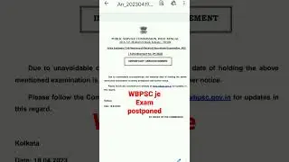 WBPSC JE EXAM POSTPONED #wbpscje #short