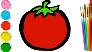 Drawing Tomato for kids with song | Bolalar uchun pomidor rasmi chizamiz | Рисуем для детей