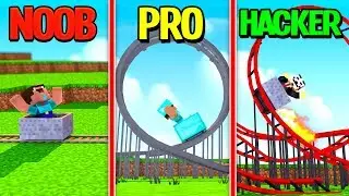 Minecraft - NOOB PRO HACKER - Roller Coaster Build Challenge!
