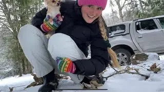 Winter truck camping solo female