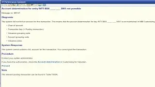 SAP Error / SAP Ticket - Account determination for Entry BSX_3001 Not possible Error Code- M8147