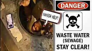 Man jumps in SEWAGE water to save his new Iphone...💩