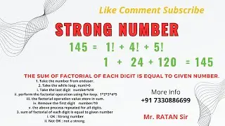 Java Number Programs || Strong Number || STRONG NUMBER || Ratan Sir || Like Comment Subscribe