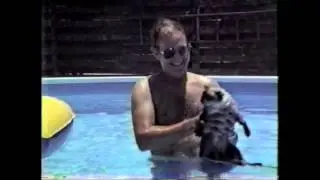 1985 Home Movie of Family Cat in Pool