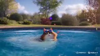 Funny Dog Pool Dive | Relaxing Backyard Summer Animation