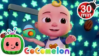 JJ is Scared of the Dark! Rocket Ship Space Adventure | Cocomelon and Little Angel Nursery Rhymes