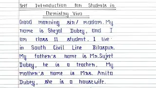 Self Introduction for Students in Chemistry Viva