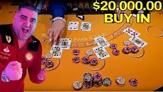 $20,000 Buy In With Big Bets Double & Splits On High Limit Black Jack