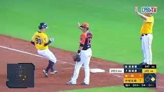 09/06 統一 VS 中信 十局下，江坤宇先打回追平分，再靠著一支安打和再見保送拿下比賽勝利