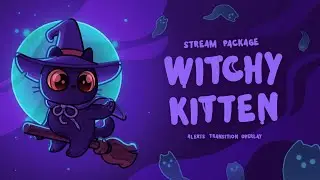 Witchy Kitten Twitch Overlay and Alerts Stream Package for OBS