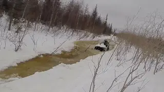 На снегоходе в наледь Прототип Stels Gepard Росомаха