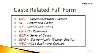 Caste Related full form Part 1 | India Caste List | Caste | Muslim caste list | Hindu caste list