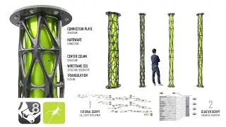 Parametric Column Structure Design with Connection and Hardware Using Rhino 8 3D #Grasshopper
