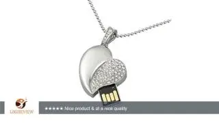 KOOTION Crystal Asymmetric Heart Shape Jewelry USB Flash Memorry Drive with Necklace-Silver (16G) |