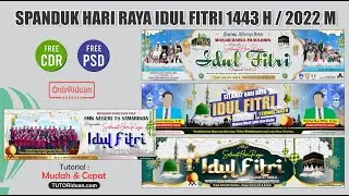 Cara Membuat Spanduk Banner Idul Fitri 1443H Coreldraw Photoshop - Eid Banner Design Tutorial